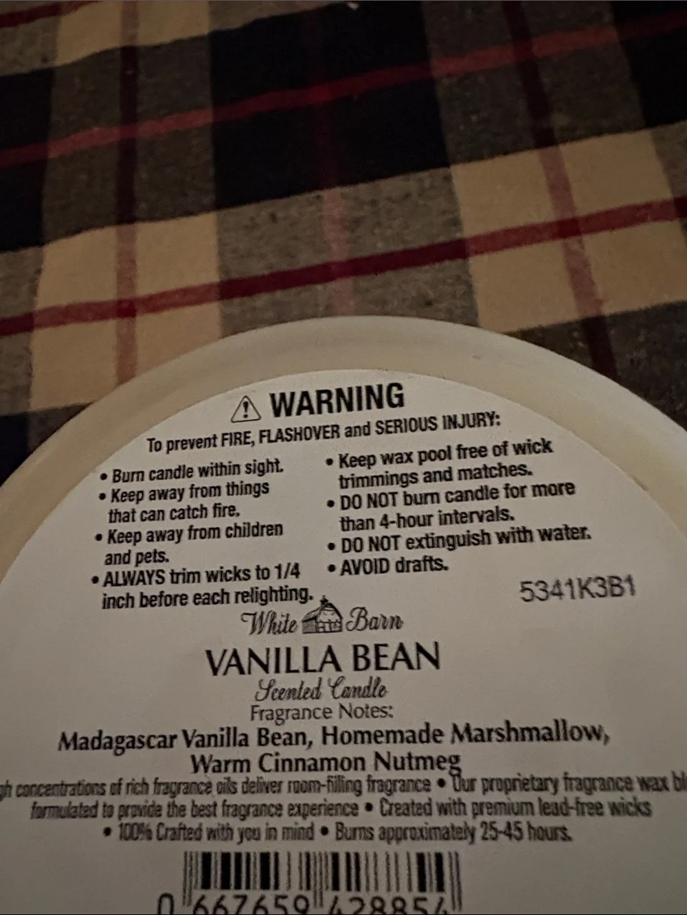 Nwt “Vanilla Bean” 3 wick candle from White Barn